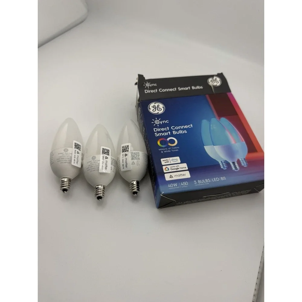 GE Cync E12 Candelabra Smart LED Bulbs Smart Home WiFi Color changing 3 bulbs